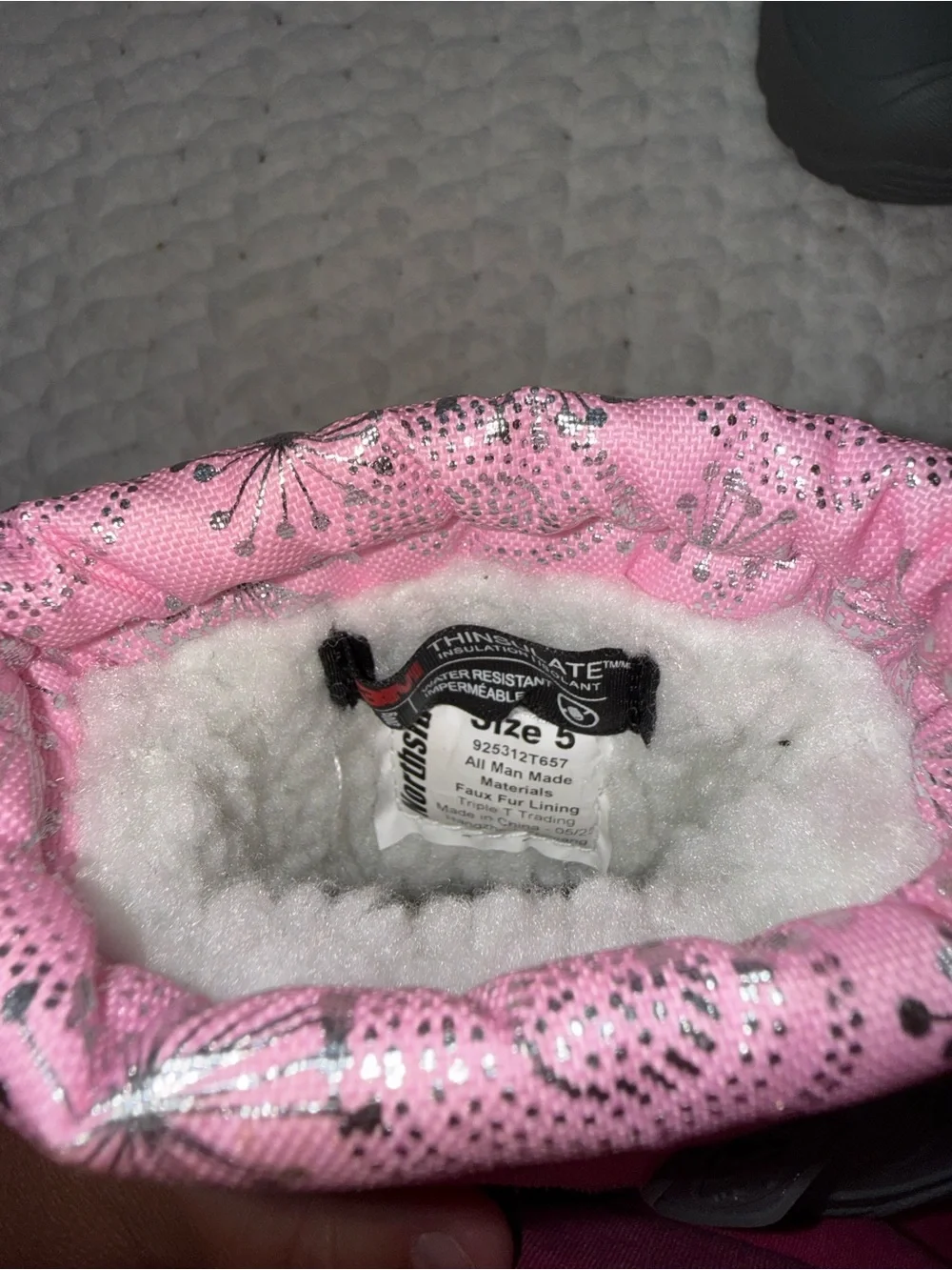 3M Thinsulate Pink and Gray Kids Snow Boots